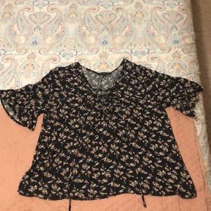 American Eagle Navy Blue Floral Top